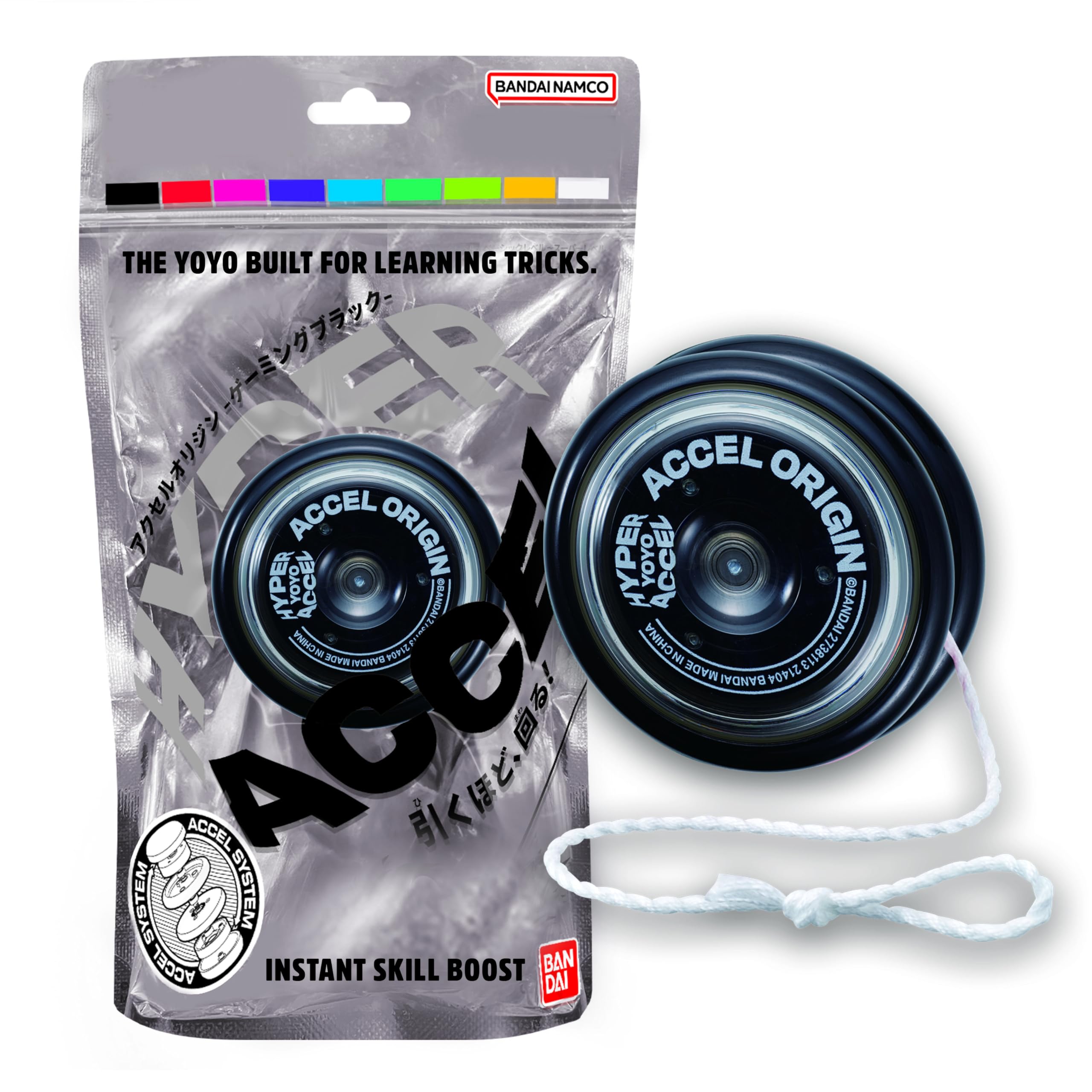 Hyper Accel Yo-Yo – Gaming Black Edition – High-Speed Trick Yoyo for Kids & Beginners – Stunt Yo Yo with Accel System – Professional Yoyos for Fun Tricks BANDAI