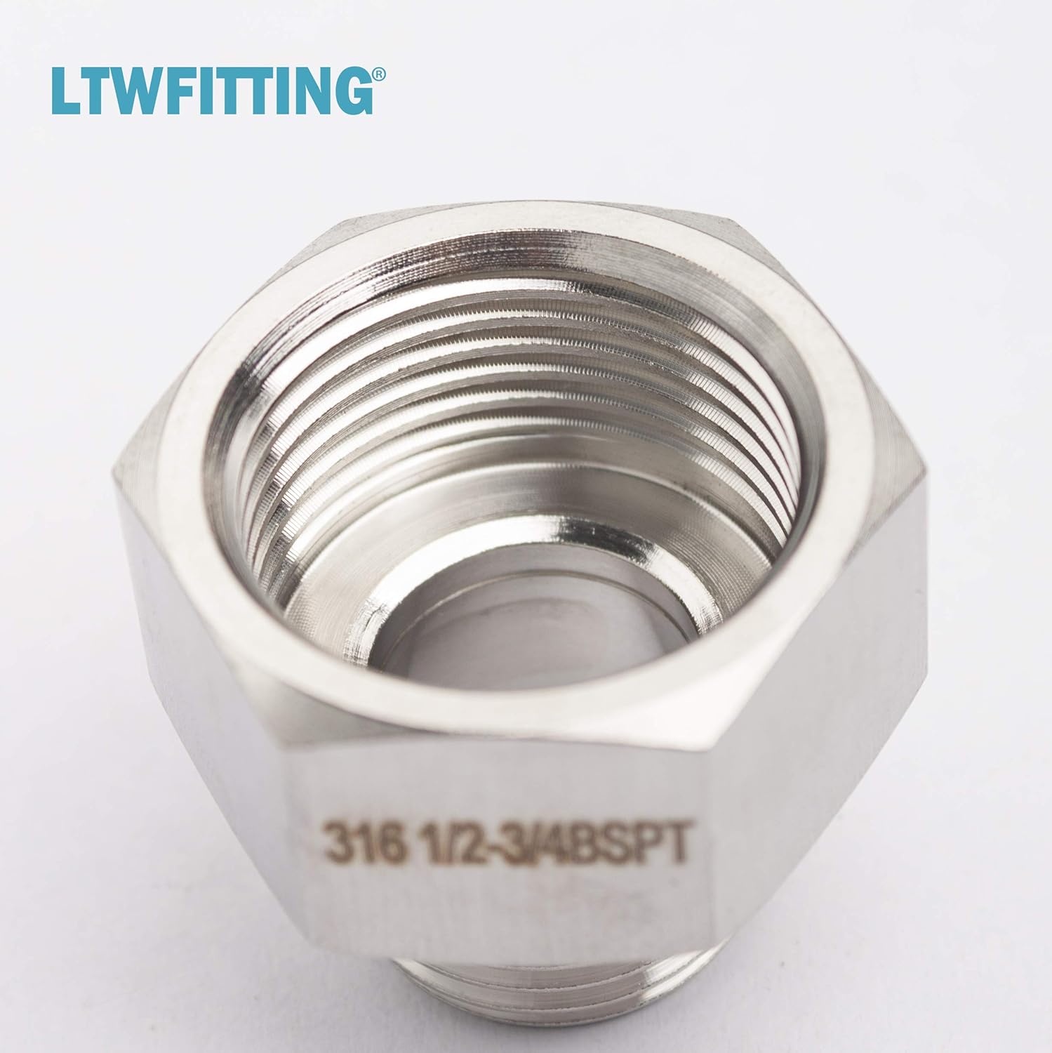 LTWFITTING Stainless Steel 316 Pipe 3/4" Female BSPP x 1/2" Male BSPT Adapter Fuel Gas Air (Pack of 5) - Image 4