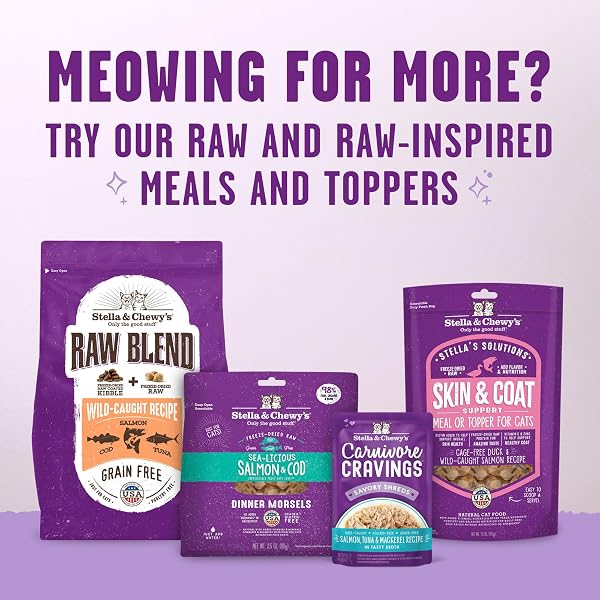 STELLA & CHEWY’S MEOWFULLS FREEZE DRIED CAT TREATS – WHITEFISH & SALMON RECIPE – RAW PROTEIN WITH PROBIOTICS & SALMON OIL – 1 CALORIE PER TREAT – 1.5 OZ