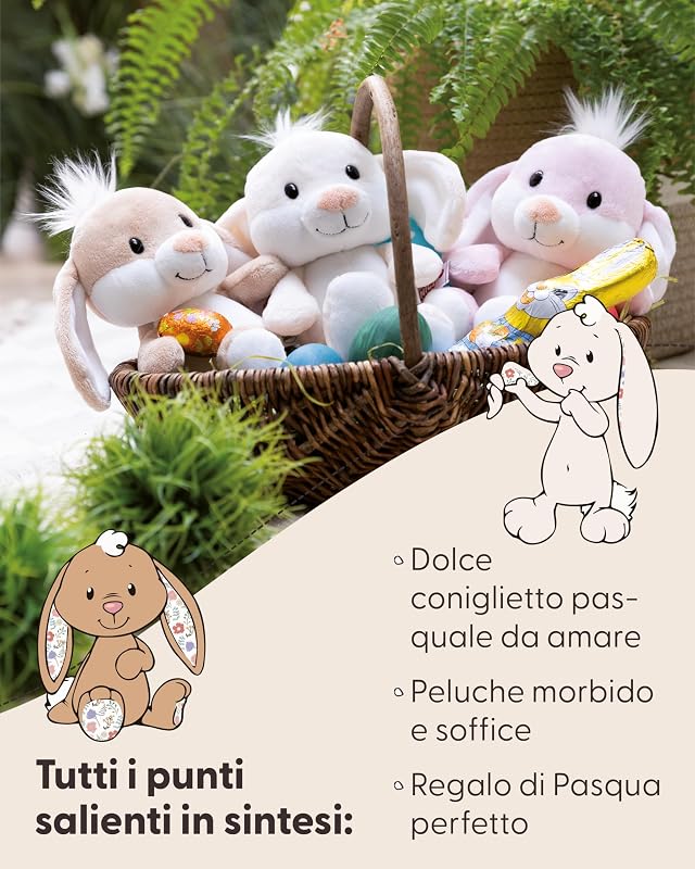 Coniglietto di peluche, 20 cm, beige - 62675