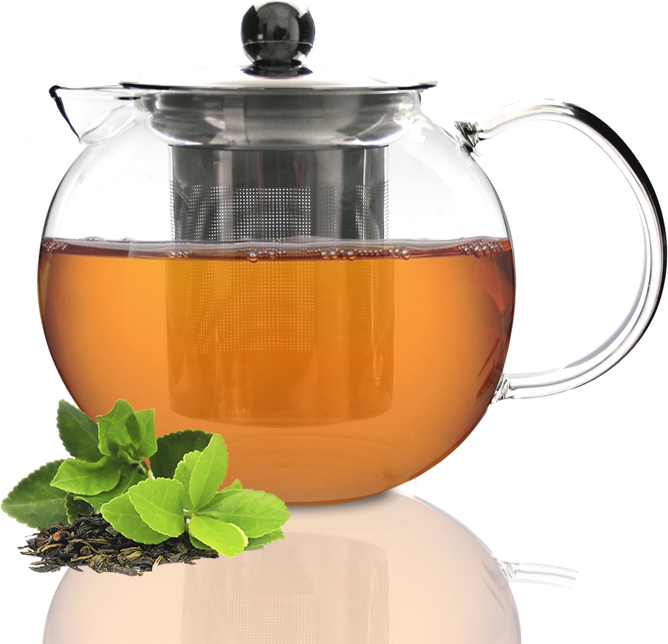 Tea Branch Borosilicate Glass Teapot, Teapot Infuser To Brew 3-4 Cups, Tea Maker For Loose Tea, Iced Tea or Blooming, Tea Pot 27 oz, 800 mililiter