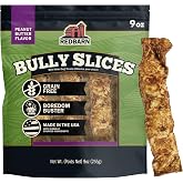 Redbarn Bully Slices Peanut Butter Flavor Beef Hide Chews for Dogs 9oz | Tasty Slow Roasted Rawhide Chew Treat to Keep Medium