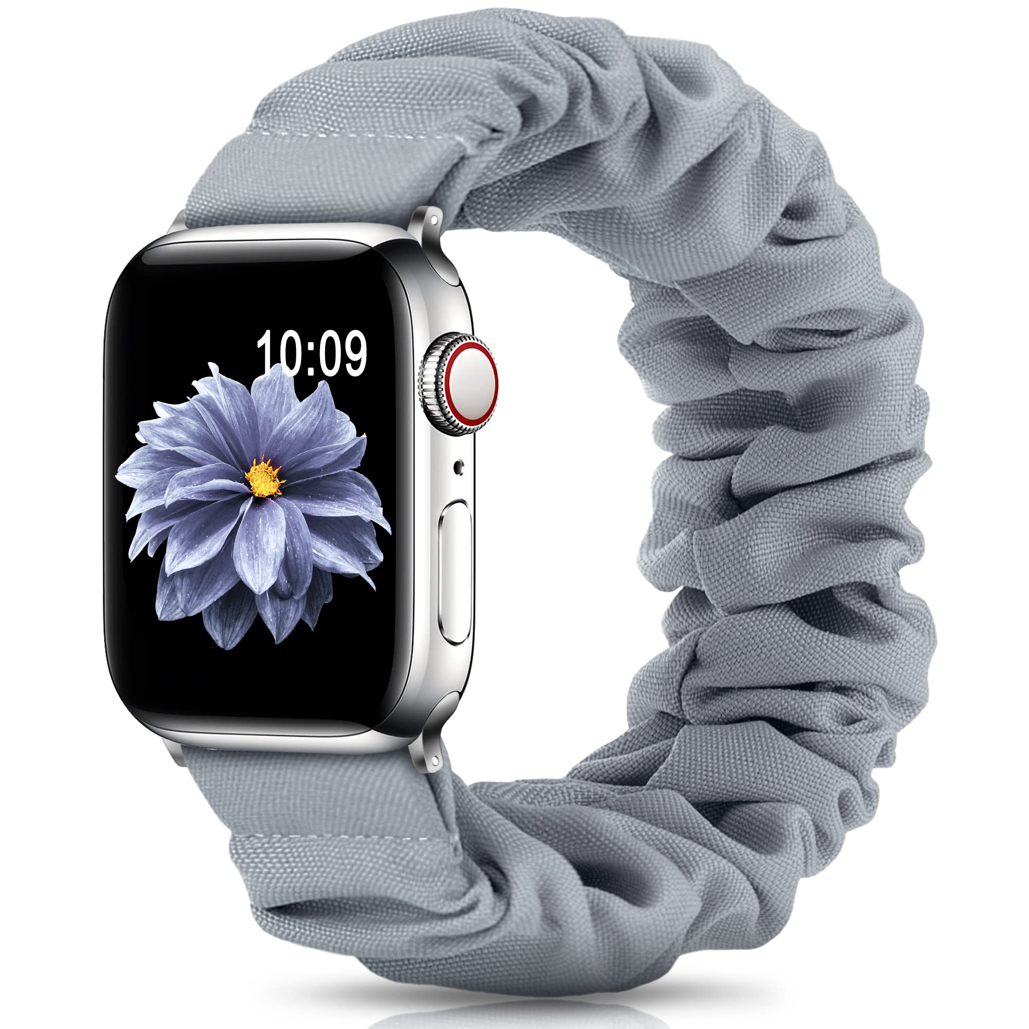 DigiHero Compatible for Apple Watch Straps Scrunchie 40mm 42mm 44mm 41mm 38mm 45mm 46mm, Soft Printed Elastic Solo Loop Straps Women Compatible with iwatch Series 11 10 9 8 7 6 5 4, SE 3 2 1,Gray — image 1