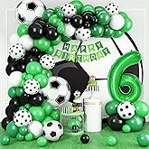 6th Birthday Soccer Balloon Arch,6th Soccer Garland Kit with Green Number 6 Balloon Football Balloons for Boys Kids 6 Birthday Party Decorations