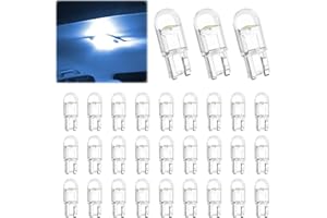 ECOCSTM 30 PCS Car 194 LED Bulbs, 168 2825 W5W T10 Wedge COB LED Replacement Bulb, 6000K License Plate Light Bulb, Error Free Interior Bulb for Dashboard Light, Dome Lights,License Plate Lights (Ice Blue)