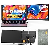 14" Dual Laptop Screen Extender with 1.3lbs - Ultra Thin Portable Monitor for Laptop Plug & Play, FHD 1080P Laptops Extended Monitor for 13"-17" Laptops, USB-C/HDMI Travel Display for Mac/Win