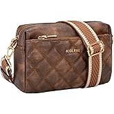 ICOLRAE Small Crossbody Purse for Women Quilted Triple Zip Phone Vegan Leather Handbag with Wide Shoulder Strap