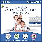 Queen Mattress or Box Spring Protector (8"-11" Depth) - Zippered Waterproof Encasement Hypoallergenic Premium Quality Cover Protects from Dust