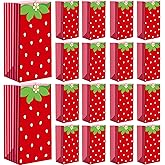 Zonon 24 Pcs Strawberry Party Favors Paper Bags Strawberry Red Candy Treat Goodie Birthday Gift Bags for Present Treat Favors Decor Birthday Summer Party Supplies