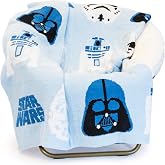Jay Franco Star Wars Feather Knit Fluffy Throw Blanket - Darth Vader and R2D2 Fuzzy Blanket Measures 50 x 60 inch - Super Soft Lightweight Bedding