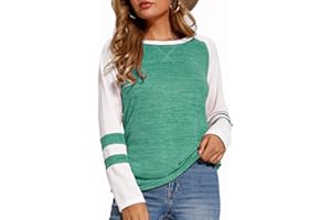 Heymiss Womens Sweatshirts Casual Tops Color Block Crewneck Sweater Long Sleeve Pullover Tunic Shirts