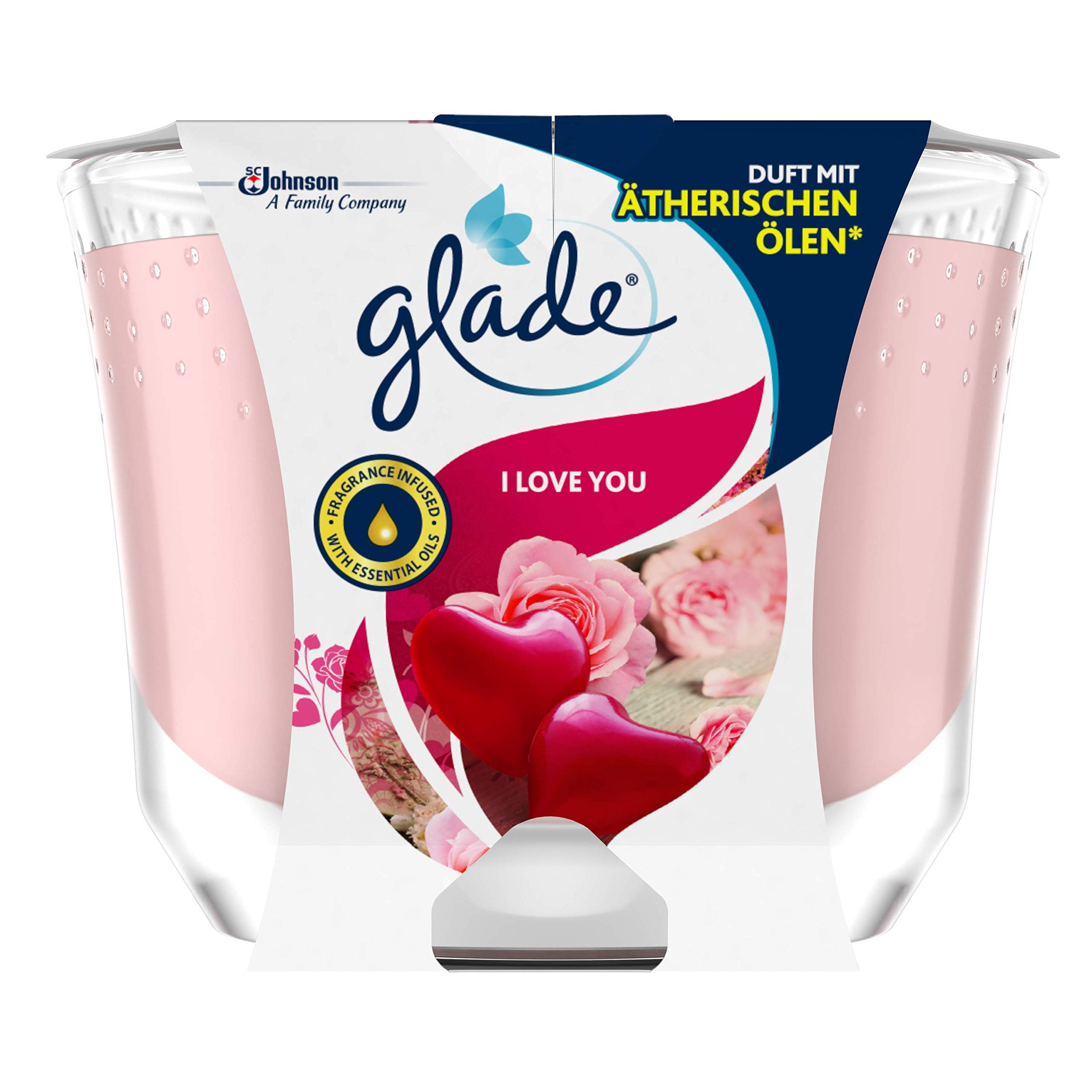Glade (Breeze) Long Lasting Scented Candle in Glass, I Love You, Up to 39 Hours Burning Time, 1 Pack (1 x 224 g)