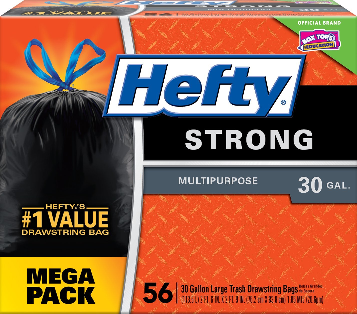 Hefty Strong Large Trash Bags (Multipurpose, Unscented, Drawstring, 30