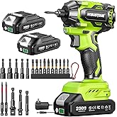 Robustrue Impact Driver: 21V 1/4" Hex Cordless Impact Driver, 230N.m (2,035in-lbs) Brushless Impact Driver Drill Set, 20Psc S