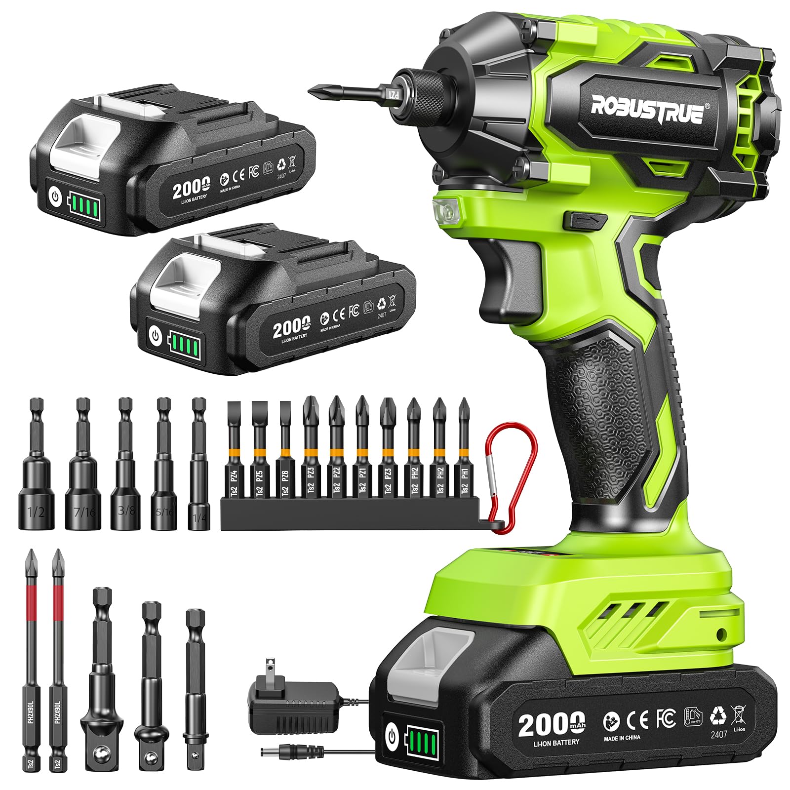 Photo 1 of *USED*
 Impact Driver: 21V 1/4" Hex Cordless Impact Driver, 230N.m (2,035in-lbs) Brushless Impact Driver Drill Set, 20Psc Screwdriver Bits, 2.0 Ah Battery, Variable Speed for DIY and Automotive