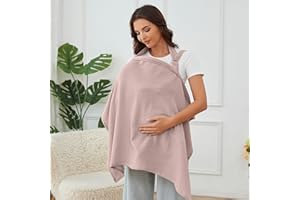 ZDOLMY Muslin Nursing Cover for Baby Breastfeeding, Breathable 100% Cotton Breastfeeding Cover with Rigid Hoop for Mother Nursing Apron (Light Pink)