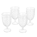 Amazon Basics Tritan Hobnail Texture Footed Iced Tea Glasses - 17-Ounce, Set of 4