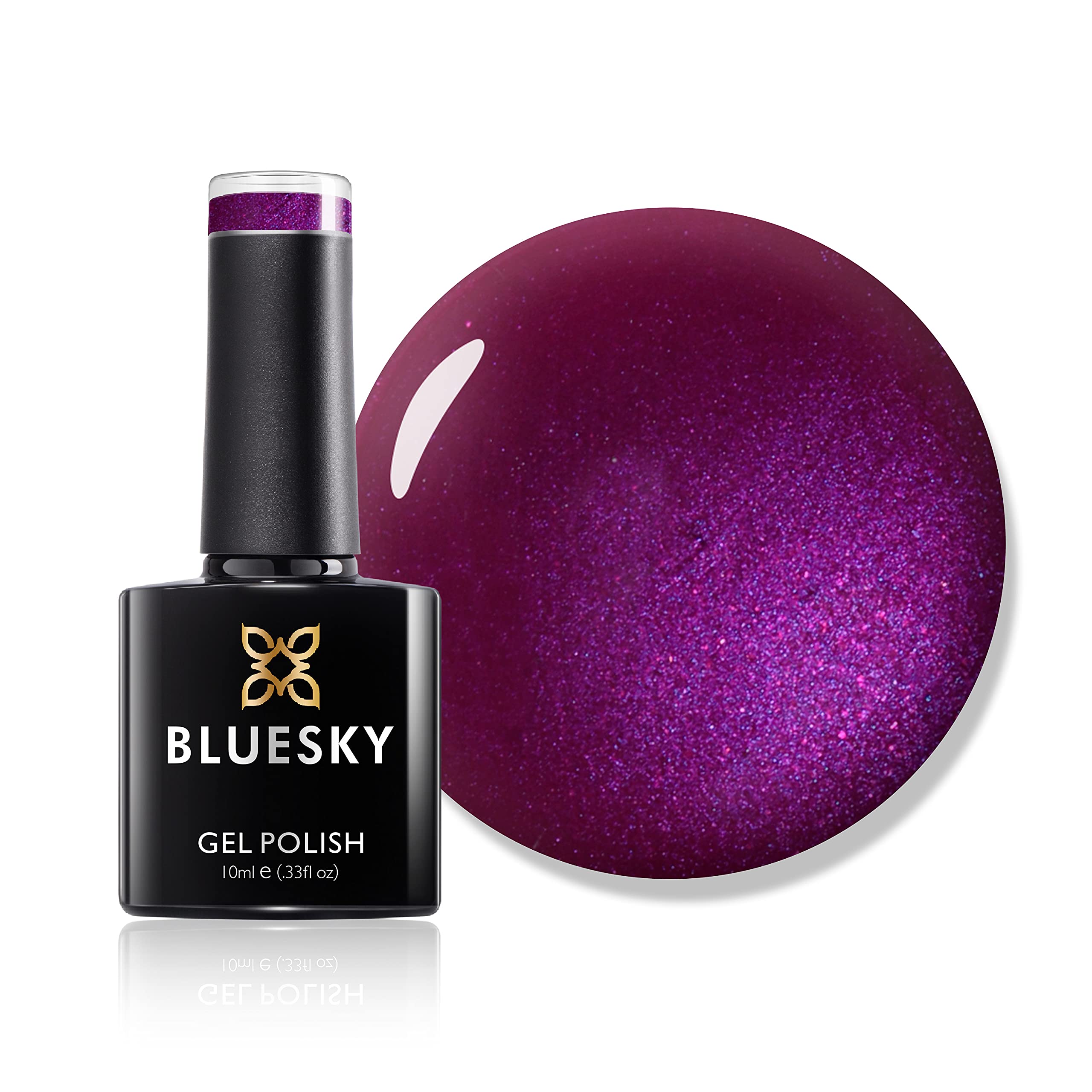 Bluesky Gel Nail Polish, Light Sky Night A033, Bright, Magenta, Purple, Long Lasting, Chip Resistant, 10 ml (Requires Drying Under UV LED Lamp)