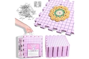 AnoleAir 9 PCS Extra Thick Blocking Mats for Knitting with Grid Lines, Crochet Mats Board Kit, Knit Blocking for Crochet Projects with 150 T-Pins and Storage Bag