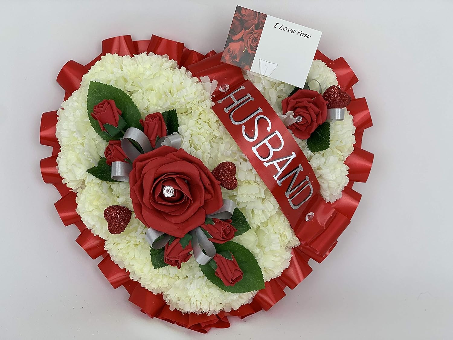 Wreath Funeral Flowers Heart Grave Artificial Silk Funeral Flower