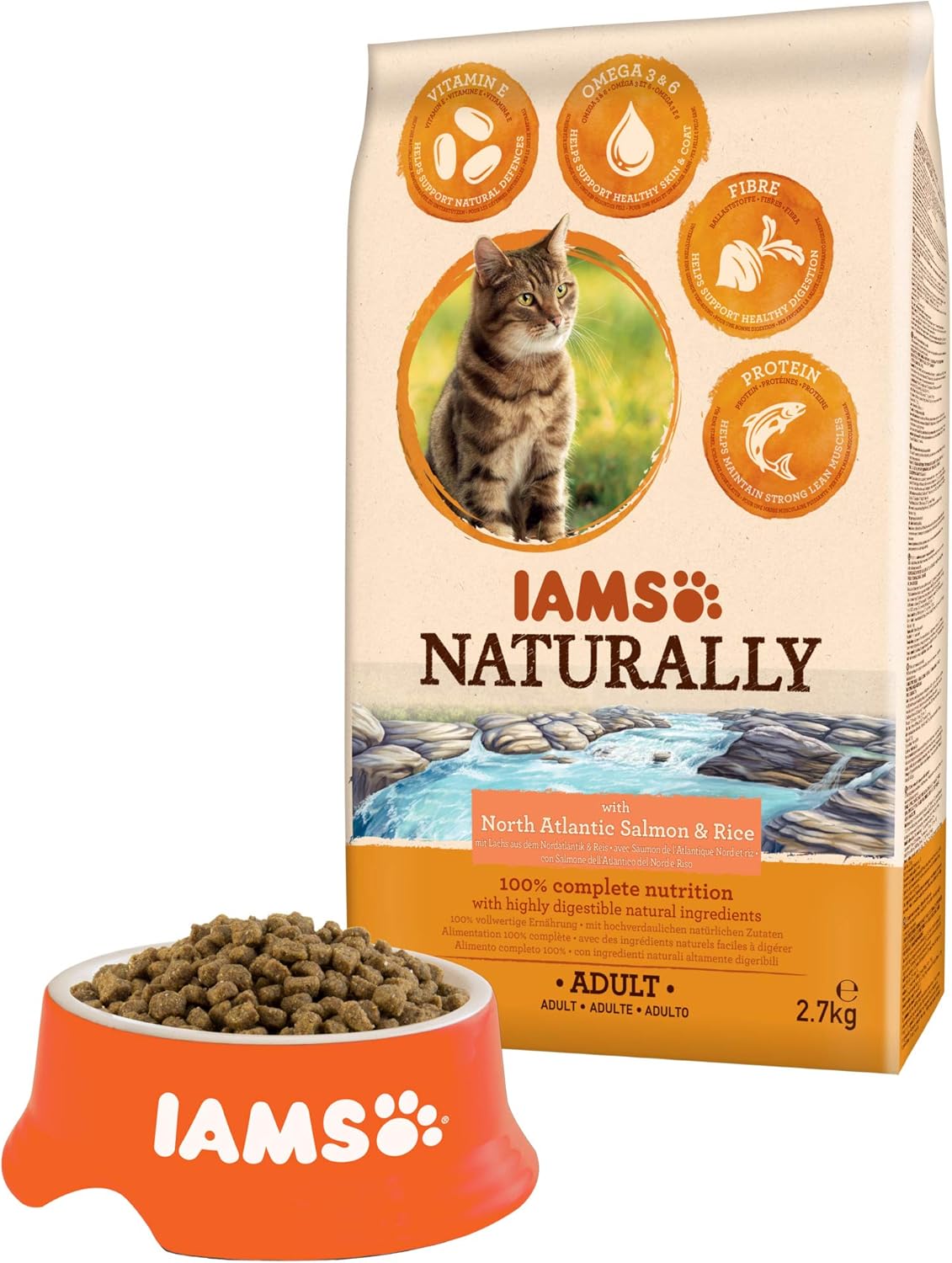 IAMS Naturally Adult Dry Cat Food Salmon & Rice 2.7KG, May Vary, 2.7 kg (Pack of 1) - Image 3