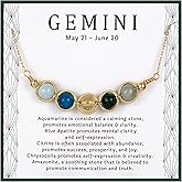 Drogomen Zodiac Necklaces for Women, Natural Healing Crystal Zodiac Necklace Gifts Handmade Gemstone Beads Choker Necklace for Women Spiritual Astrology Jewelry Birthday Gifts