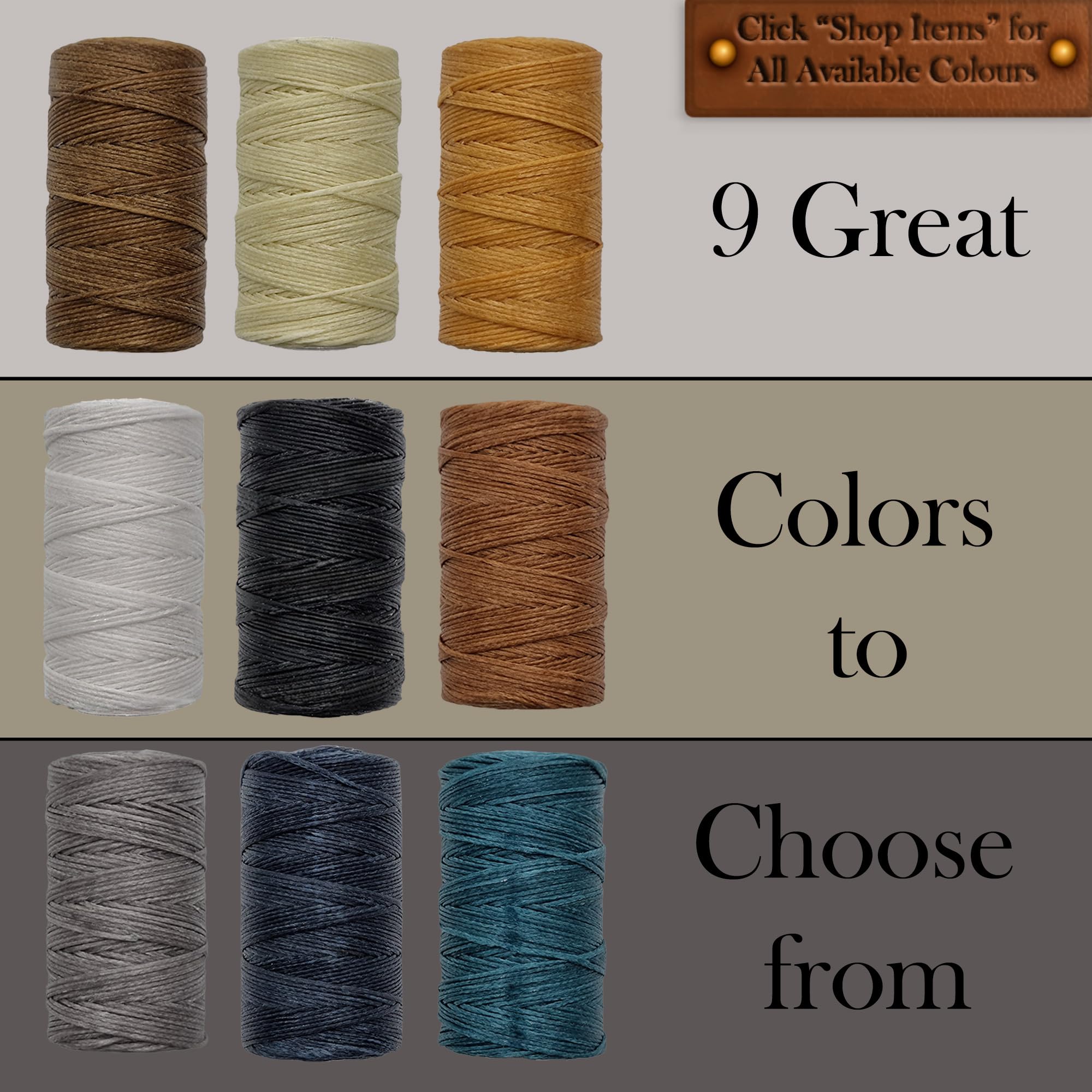 Waxed Thread 3X Wax Thread, 65 Yardx0.8mm Wax String, 150D Waxed Leather String in Cream, Tan and Brown, Perfect Dream Catcher Supplies