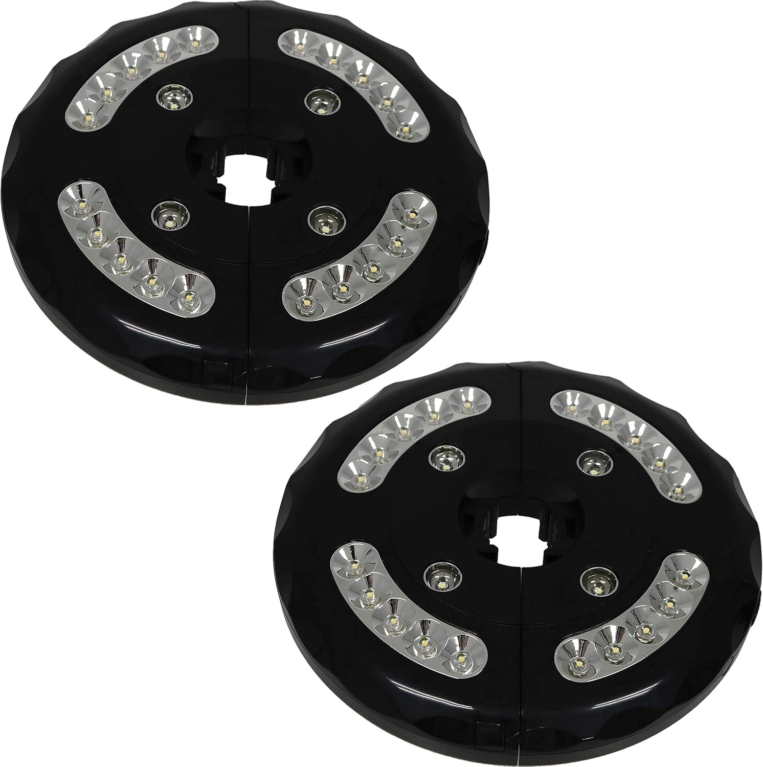 Sunnydaze Outdoor Patio Umbrella Lights, Cordless 24 LED, 4 Panel Battery Operated Pole and Camping Tent Light - Set of 2