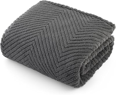 Bedsure Medium Dog Blanket 100x80cm Fleece Sherpa Soft Dark Grey