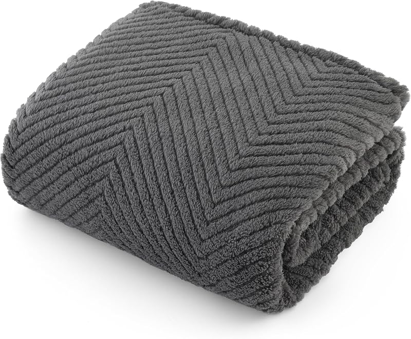 Bedsure Medium Dog Blanket 100x80cm Fleece Sherpa Soft Dark Grey
