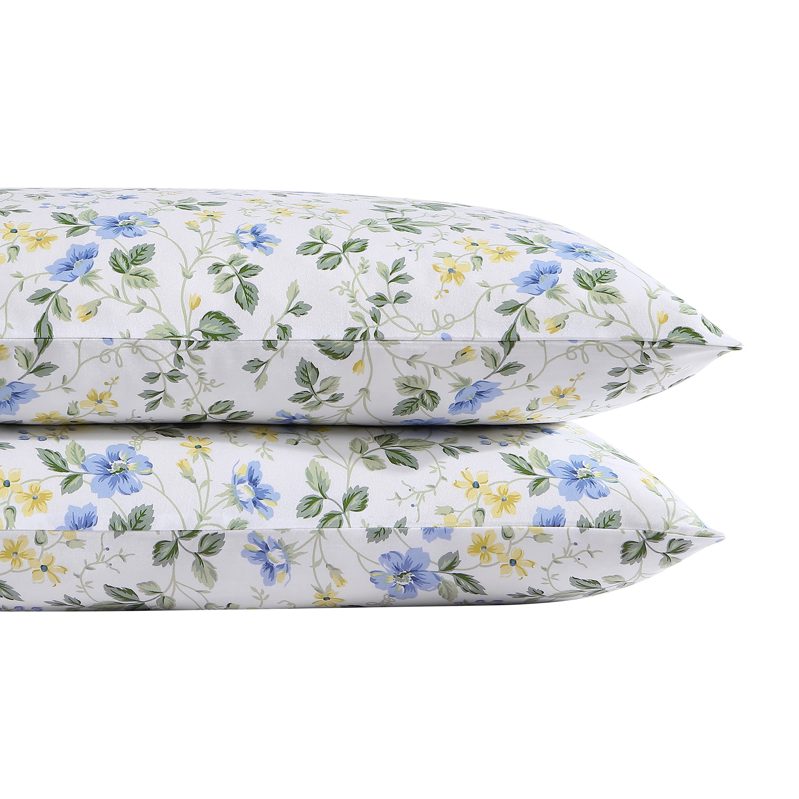 Laura Ashley Home - Sateen Collection - 2pc Pillowcase Set - 100% Cotton, Silky Smooth & Luminous Sheen, Wrinkle-Resistant Bedding, Meadow Floral