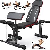 Relispo Adjustable Weight Bench with Leg Extension and Leg Curl, 1200 lbs | Foldable Workout Bench, Flat Incline Decline Design, 9 Back Positions, Preacher Pad, Full-Body Strength Training for Home Gym