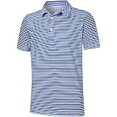Cuddomper Boys Performance Polo Dry Fit Short Sleeve Golf Stripe Shirt for Active Casual Size 5-14