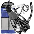 U.S. Divers Adult Cozumel Mask/Seabreeze II Snorkel/Proflex Fins/Gearbag