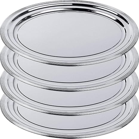 4 x Partyplatte/Tablett / Edelstahlplatte/Käseplatte / Wurstplatte 46 x 34 cm Oval APS 00398
