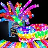 OceanWings 56PC Glow Sticks Party Favors for Kids 4-8-12,Lights up Pop Tube Set for Kids Adults,Glow in the Dark Party Supplies Favor Stretchy Tube Fidget Toys for Birthday Gift Concert for Boy Girl