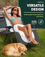 KEPLIN Set of 2 XXL Premium Heavy Duty Padded Zero Gravity Chairs Grey view 8