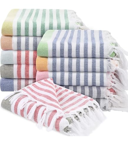 Amazon.com: Oudain 10 Pcs Turkish Beach Towels Bulk, Stylish