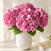 Bloom Witness 6 Stems Pink Real Touch Hydrangea Artificial Flowers 19.7inch | Long Stem | Latex &amp; Silk Petals | Natural Looking | Pretty Color | for Vase, Centerpieces, Home, Room, Table, Wedding Decor