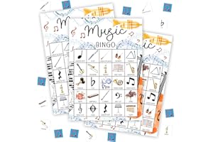 TRANFVGING Music Bingo Game for Adults - Birthday Party Set, Cards, Favors for Family Singers and Music Lovers - Party Activity Decor & Supplies -03