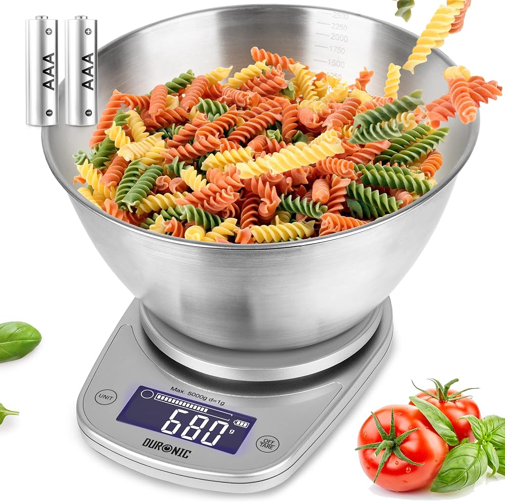 Duronic Digital Kitchen Scales with Bowl 3L Backlit Display