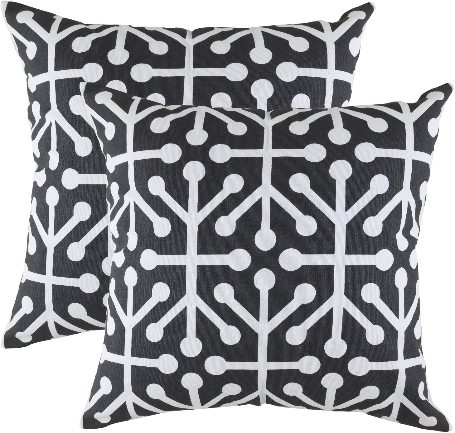 Treewool (2 Pack) Cushion Covers Octaline Accent in Cotton Canvas (50 x 50 Cm, Black & White)