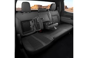 RIDEPOSH for Chevy Silverado & GMC Sierra Leather Seat Covers, Crew Cab 1500 2019-2026, 2500HD 3500HD 2020-2026, Custom Fit Truck Pickup Seat Cover Full Set, Black (with Rear Armrest/Seatback Storage)