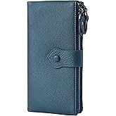 Bveyzi Women Soft Leather RFID Blocking Bifold Slim Wallets Ladies Credit Card Holder Double Zipper Pocket | Soft, RFID Blocking, Bifold, Slim, Credit Card Holder, Double Zipper Pocket