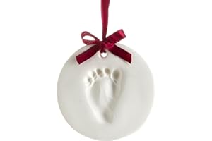 Tiny Ideas Baby's Handprint or Footprint Christmas Ornament, Easy No-Bake Keepsake Kit, Creative Holiday Gift for New and Expecting Parents, Clay
