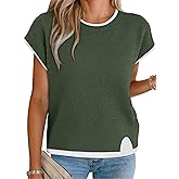 Disamer Sleeveless Sweater Vest Tops Spring Fashion 2026 Trendy School Teacher Outfits Striped Summer Short Sleeve Knit Tops