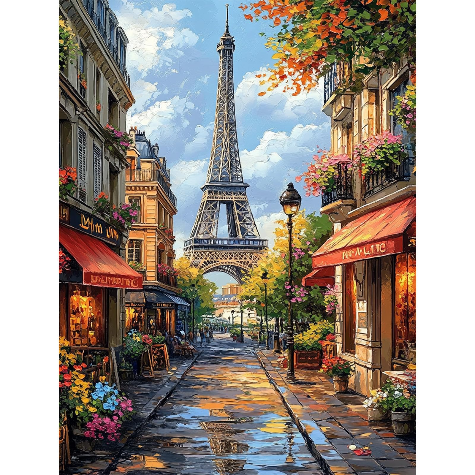 QENSPE Paint by Numbers for Adults - 12x16 Inch Eiffel Tower Paint by Numbers Canvas Kits for Students Beginner Without Frame, Paris Acrylic Oil Painting DIY Craft for Gift Home Wall Decor