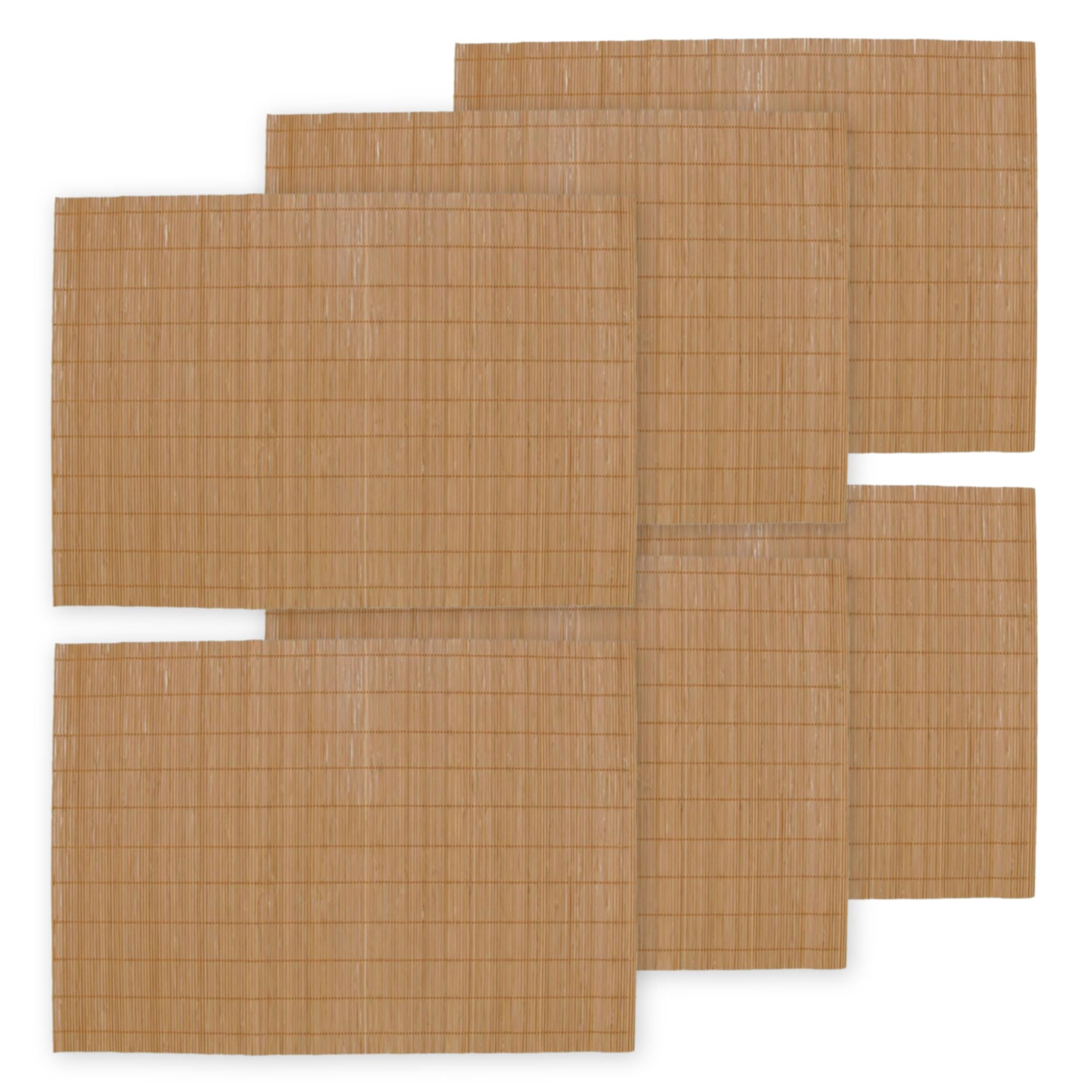 BambooMN Bamboo Placemat/Sushi Rolling Mat - 18" x 13" - Brown, 6 pcs