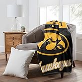 Iowa Hawkeyes 46" x 60" NCAA Officially Licensed Throw Blanket – Super Soft Lightweight Fleece Blanket for Game Day, Dorms, Couch, Travel & Tailgating Comfort