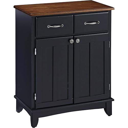 Buffet of Buffets Black with Cottage Wood Top by Home Styles